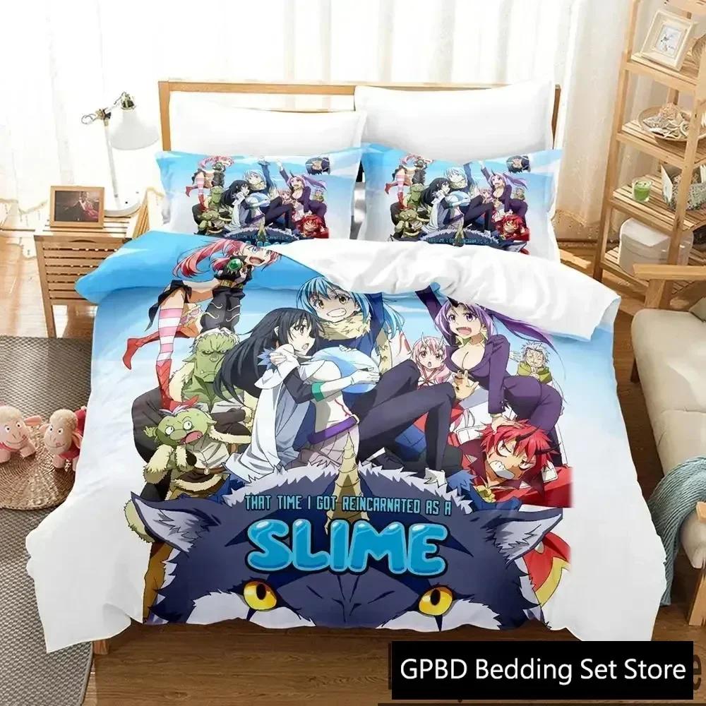 TenSura Rimuru That Time I Got Reincarnated As a Slime Beding Set 3D Printed Suitable for Bedrom Soft with Soft Fabric Duvet Cover Set Pilowcases