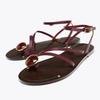 Sandale plate cu design din pietre prețioase de lux, cu degete despărțite, pentru femei, cu barete încrucișate la gleznă, cu vârf rotund, sandale gladiator, pantofi casual confortabili pentru plajă, doamne
