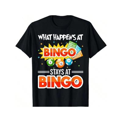 Taglia Europea T-Shirt "Quello che Succede al Bingo Resta al Bingo"-Uomo Girocollo Cotone Casual, Ideale per Famiglia e Amici