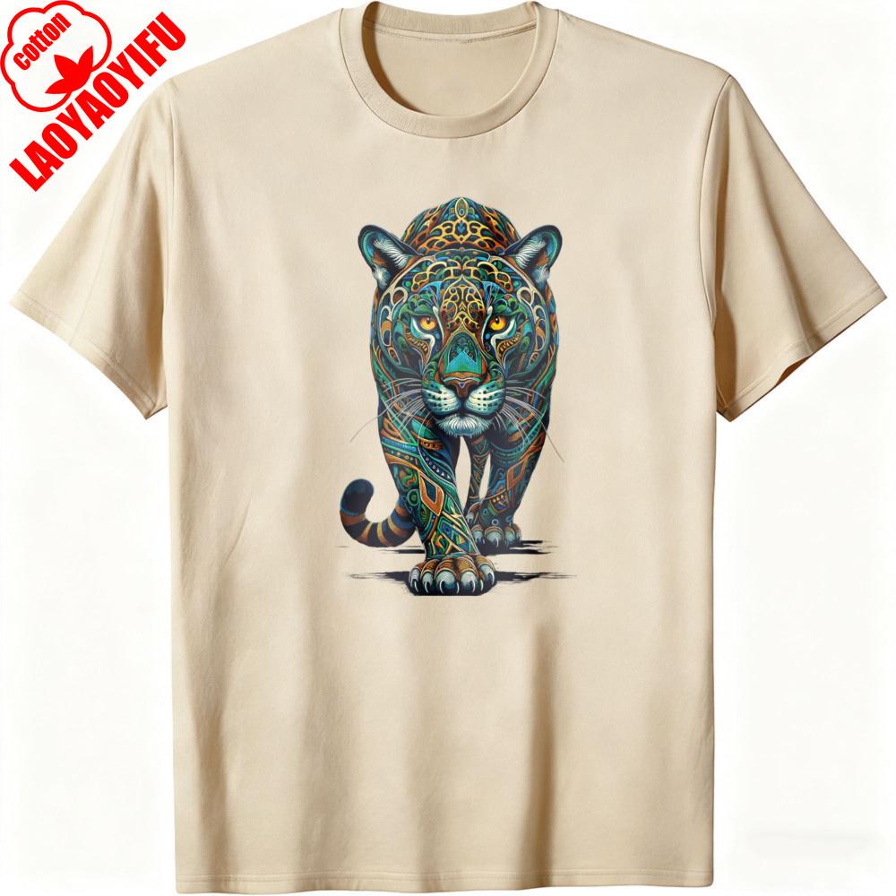 Colorful Leopard Animal Print Summer Casual Men TShirt Cotton Slim Fit Fashion Aesthetic Gift for Him Wild Nature Design Tops