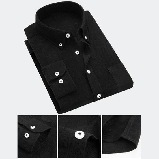 Männer Vintage Turn Down Kragen Cord Knöpfe Plus Größe Business Slim Hemd