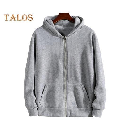 

Осень-зима Мужское пальто на молнии с длинными рукавами и эластичными манжетами Плотный плюшевый однотонный свободный двойной карман для повседневного спорта на открытом воздухе для работы с капюшоном L серый