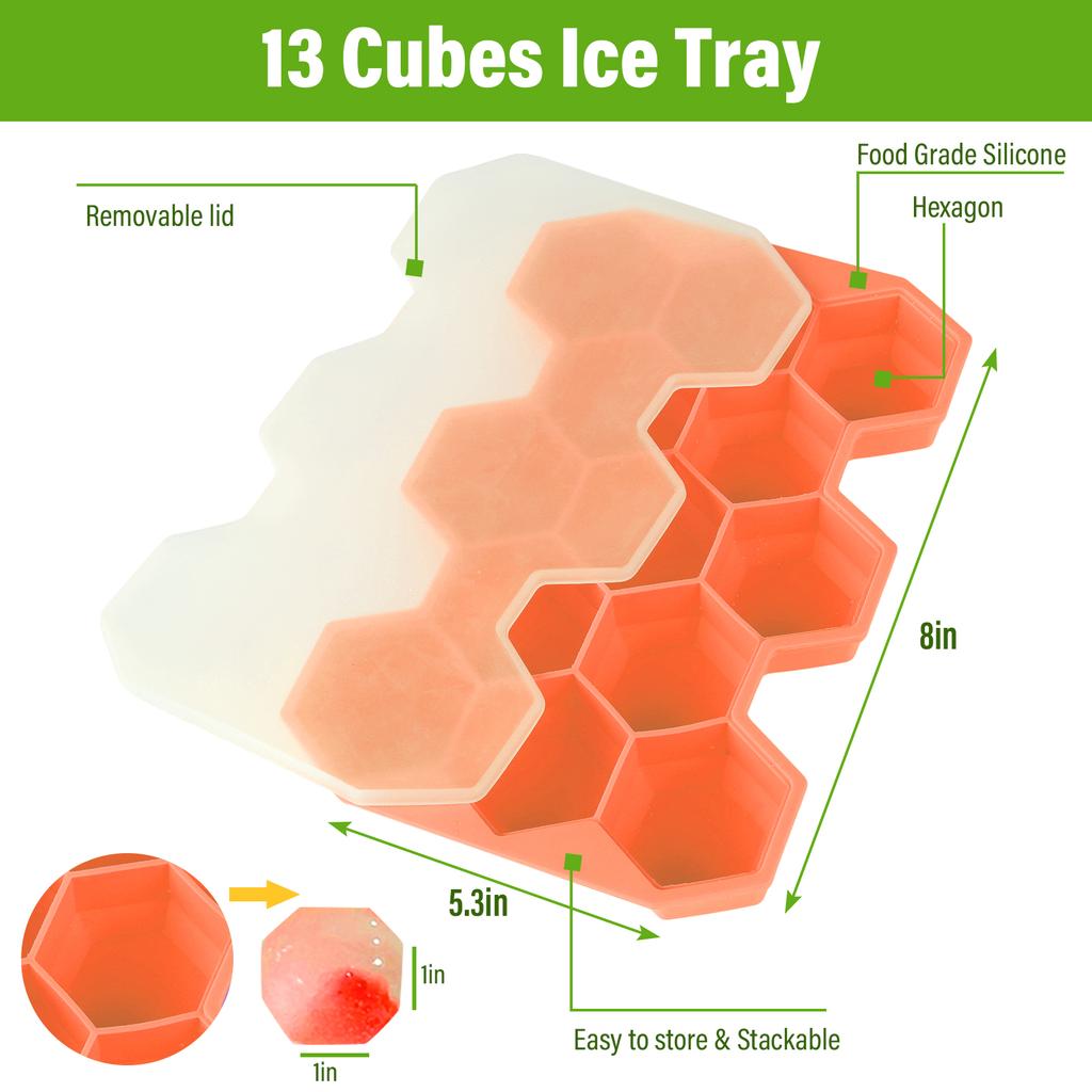 37 Cavity Honeycomb Ice Cube Trays Reusable Silicone Ice Cube Mold Bpa Free Ice Maker With Removable Lids Creative 13 Cavity