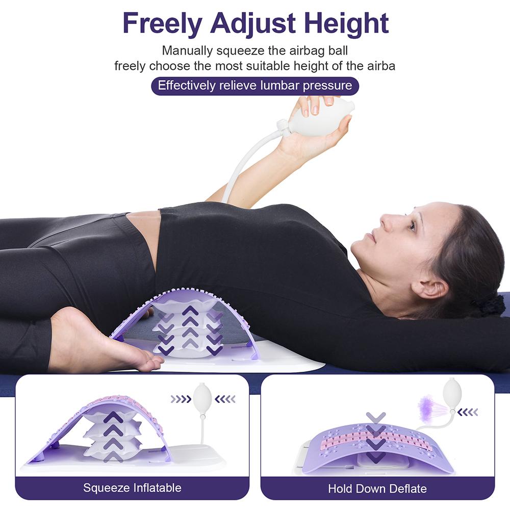 Back Stretcher Height Adjustable Airbag Lumbar Support Traction Device Waist Stretching Massager Waist Lifting Pilates Board