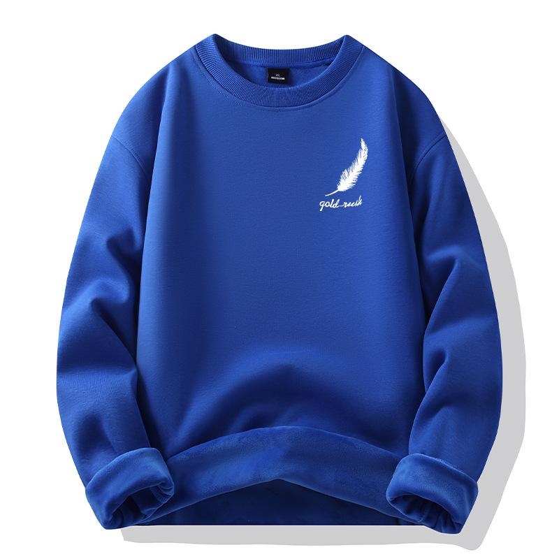 Padded Hooded Sweater Men's Autumn and Winter New Cotton Loose Feather Print Fashion Jacket