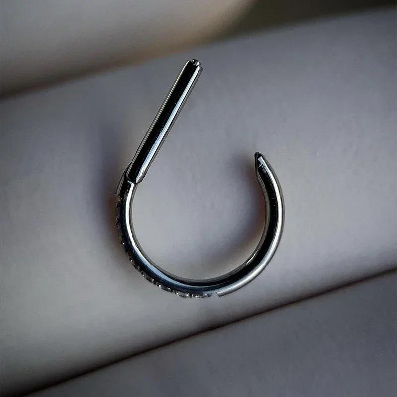 ASTM F136 Titanium Nose Ring Piercing 8/10/12mm Nose Ring D Shape Segment Clicke Cartilage Tragus Helix Industrial Piercing Body