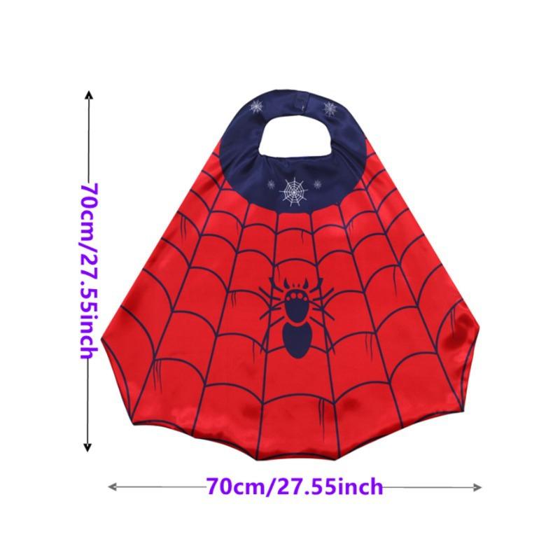 Spider-Man Children Cape Mask Set Halloween Cosplay Super Hero Costume Unisex Kids Performance Outfit Red Black Spiderman Costume Accessory