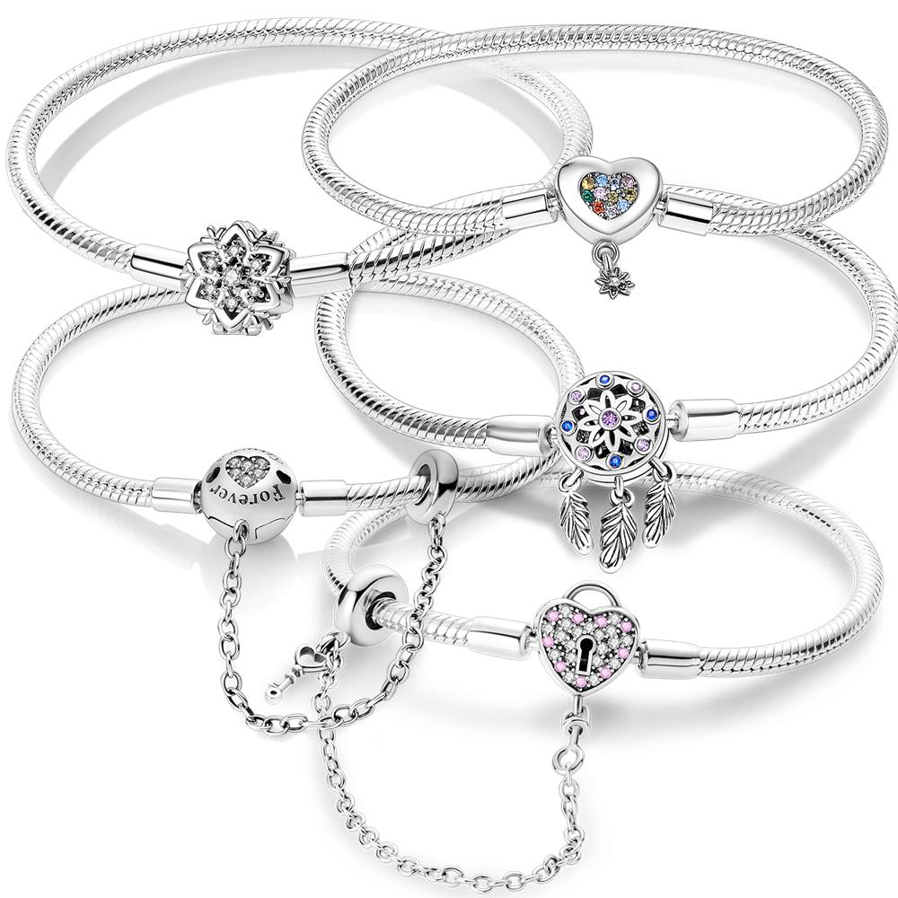 Heart Shell Butterfly Footprint Bracelet 925 Silver Fit Charm Beads Fashion Women Bracelet Jewelry