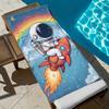 Cartoon astronaut Rainbow Rocket polyester microfiber beach towel is highly absorbent, suitable for swimming and beach outings