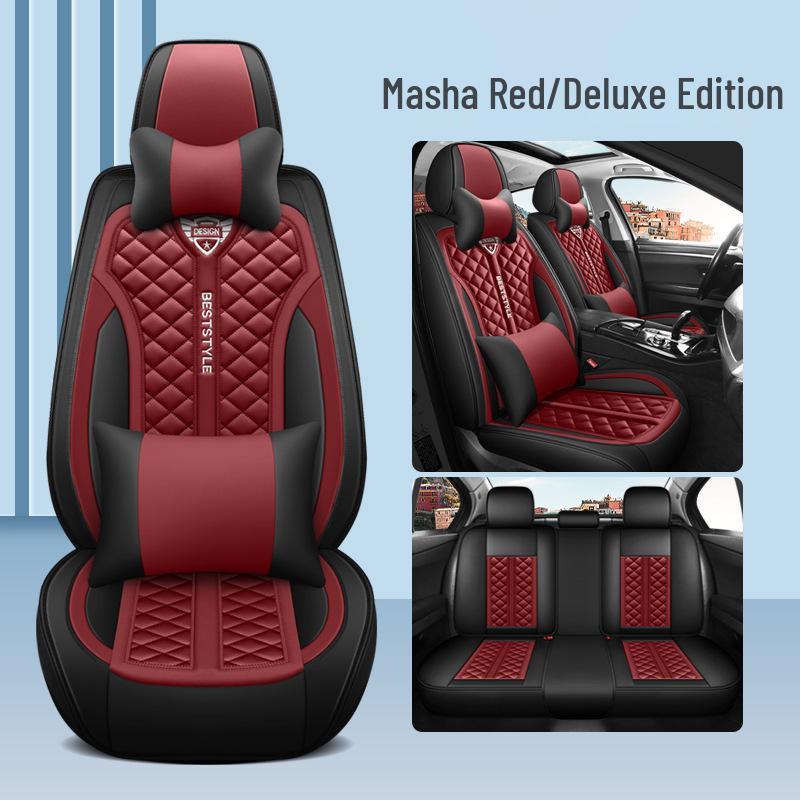 Universal Four-Season Cartoon Leather Car Seat Cushion Set for Five Seats