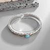 Indian Style Silver Plated Turquoise Carved Arabesque Bracelets for Men and Women Cuff Bangles Fashion Trend Party Jewelry