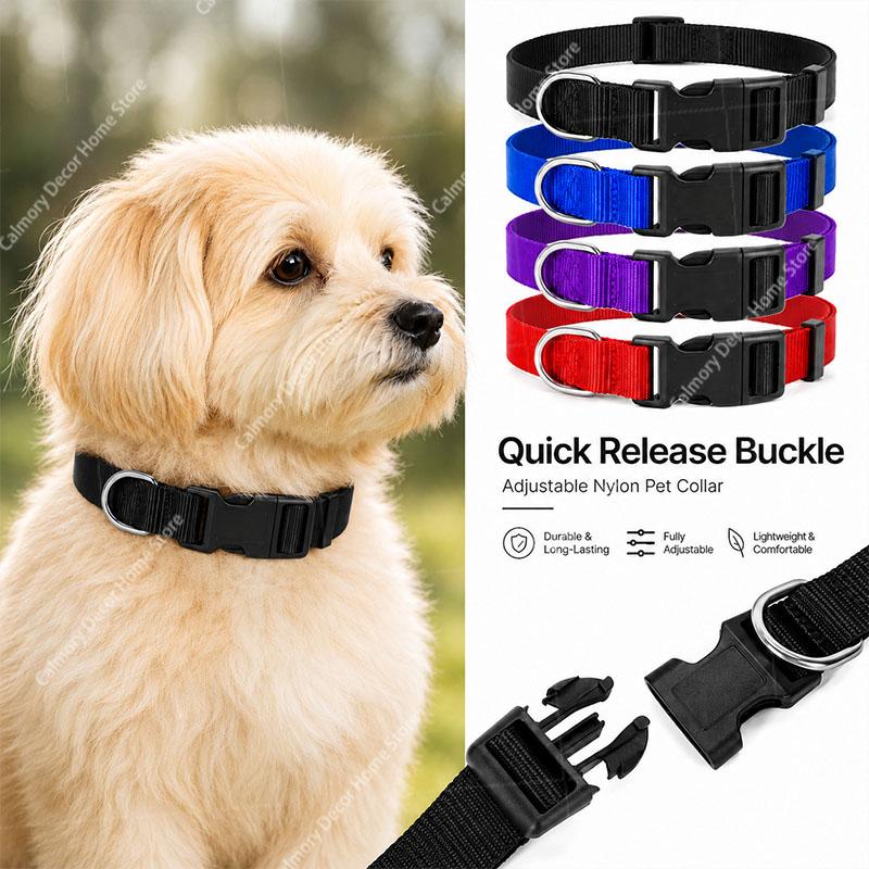 Adjustable Pet Dog Collar Nylon Dog Collars Classic For Puppy Small Medium And Large Dogs Soft Comfortable Pet Training Collar