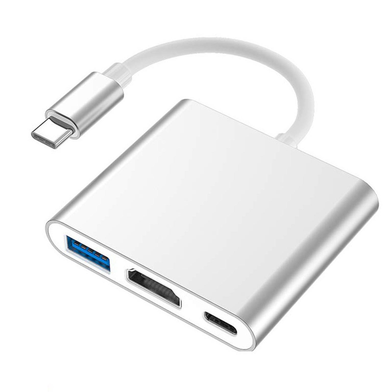 

Адаптер Type C - HDMI Multiport 4K HDMI Type-C PD100W Fast Charge Port & USB 3.0 Port Converter Adapter для телефонов серебряный