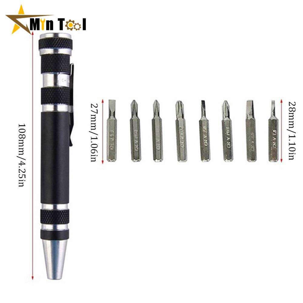 Multifunktion 8 in 1 Tasche Präzisions-Mini-Schraubendreher Stift Reparaturwerkzeuge Set Mini-Schraubendreher Stift Reparatur Handwerkzeug Sets