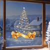 Star Bow Design Golden Christmas Tree Window Stickers Christmas Glass Door Stickers  Showcase