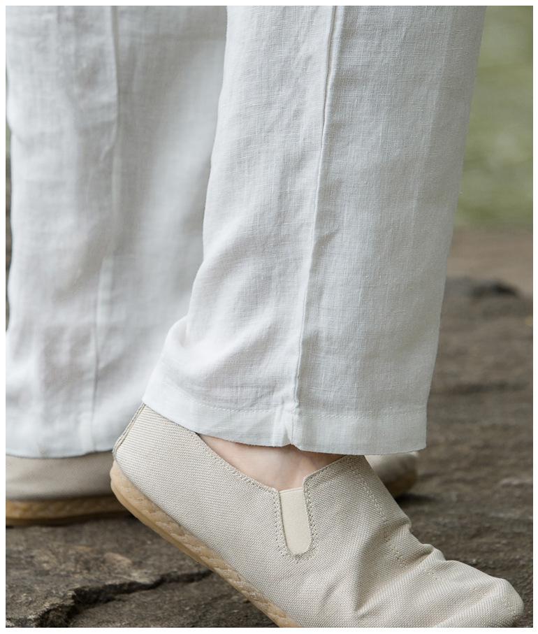 Men's Retro Chinese Style Linen Summer Trousers - Loose, Thin, Straight Casual Pants.