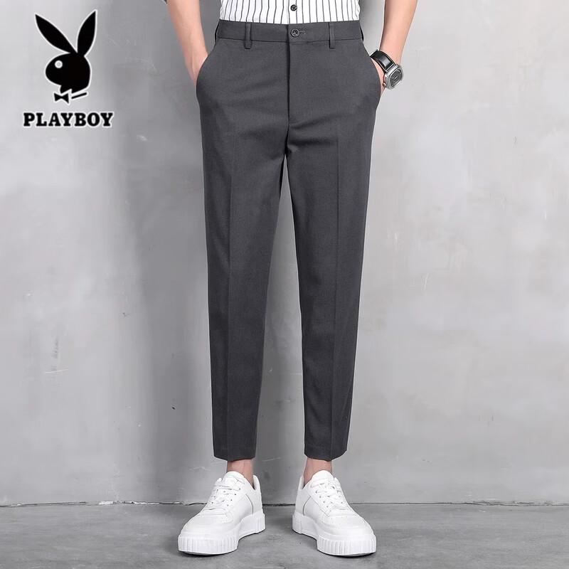 PLAYBOY Men s Casual Slim-Fit Suit Pants 27