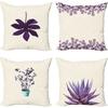 Plant and Flower Linen Pillowcase Purple Lavender Printed Pillow Cushion Cover Home Sofa