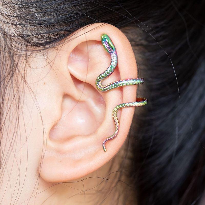 1 Pack Snake Pierced Earring Clip Non Pierced Punk Non Ear Clip Women Men Fake Pierced Jewelry Ornament