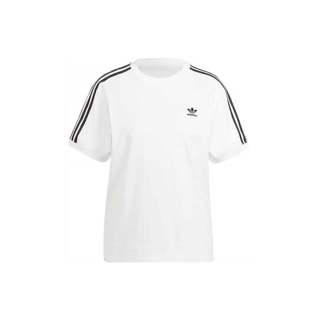 Adidas Originals Trefoil Logo Print Short Sleeve T-Shirt Women Tops White IR8051