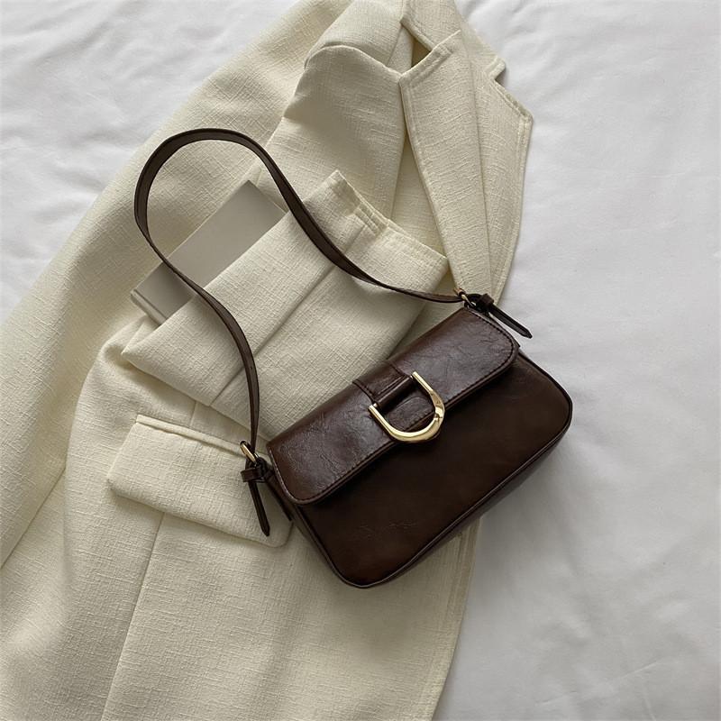 Elegant Commuter-friendly Mini Bag For Women Retro Underarm Pu Leather Fashion StyleC