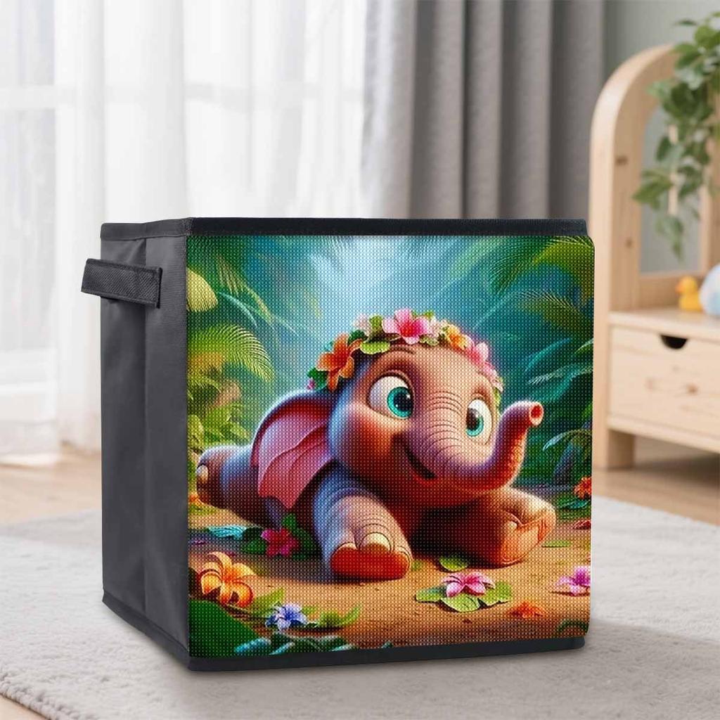 The Pink Elephant 5D Diamond Painting Storage Basket Full Round Drill Mosaic Diamond Embroidery Cross Stitch Kits Home Decor Home Decor