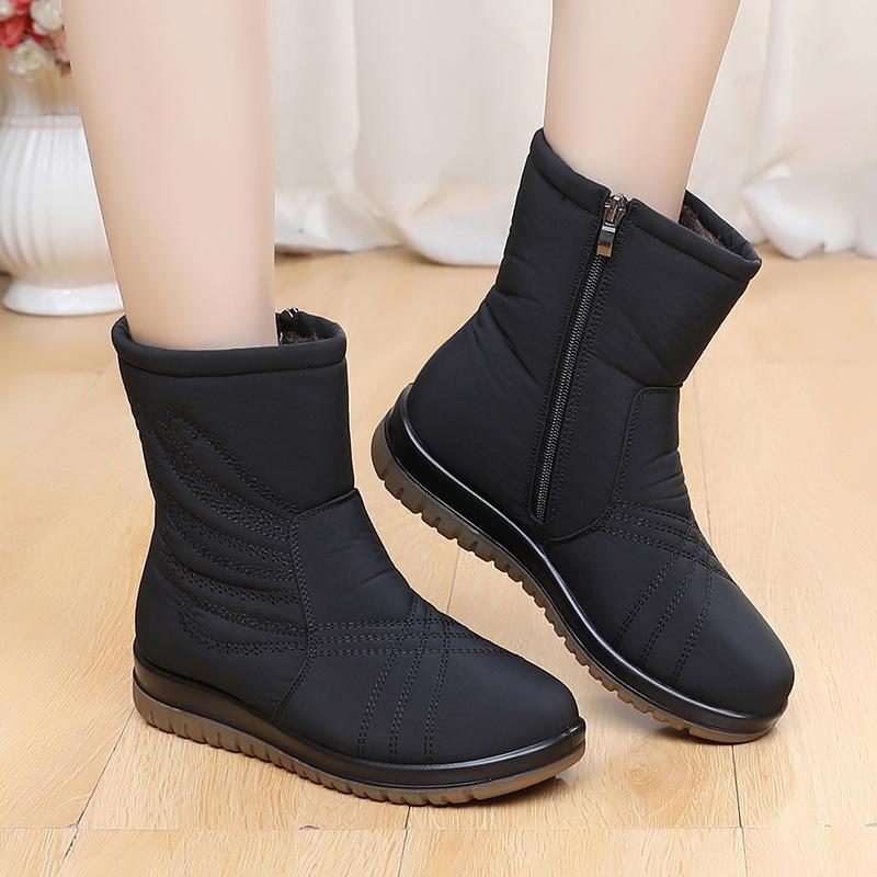 2024 Women's Snow Boots: New Velvet Lined, Non-Slip, Warm, Waterproof Short Boots for Middle-Aged and Elderly