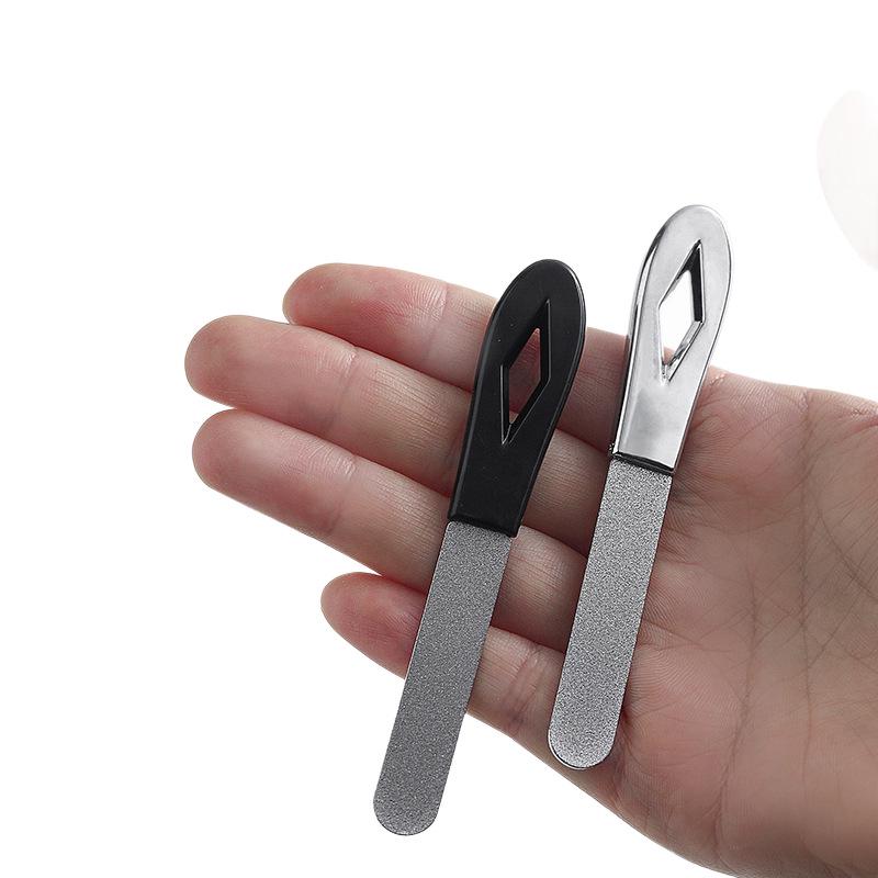 Mi Ka Double-Sided Stainless Steel Nail File: Durable, Waterproof, Matte Buffing Tool for Nail Shaping and Salon Use.