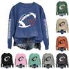 2025 Cross-border New Women's Sweatshirt, Rugby Print Sports Pullover Hoodie, Crew Neck Long Sleeve Casual Guard