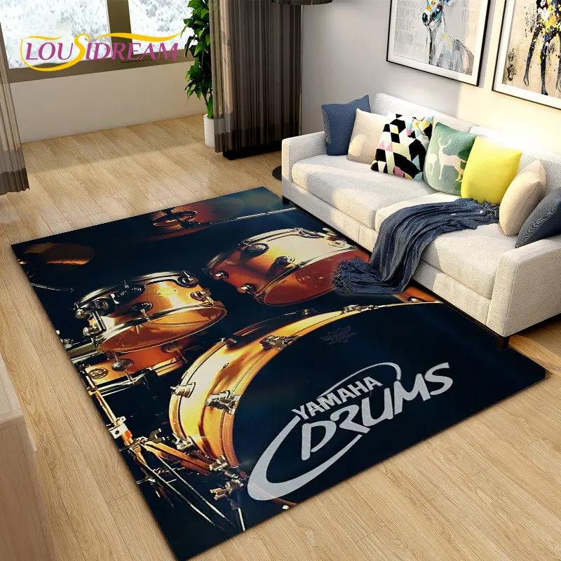Drum Kit Music Instruments Area Rug Large,Carpet Rug for Living Room Bedroom Sofa Doormat Decoration,Kitchen Non-slip Floor Mat