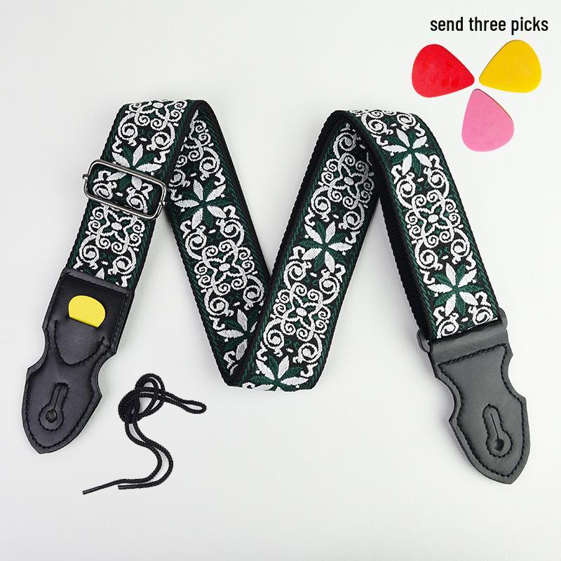 Premium Embroidered Guitar Strap for Acoustic and Electric Guitars