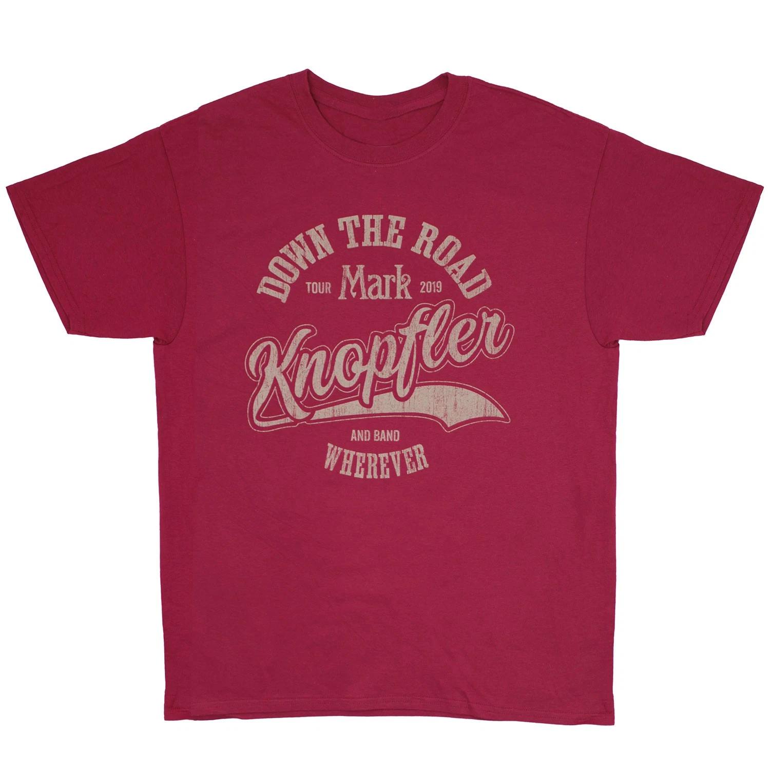 Men s Mark Knopfler Down The Road Tour 2019 T-shirt Small Maroon XXXXL