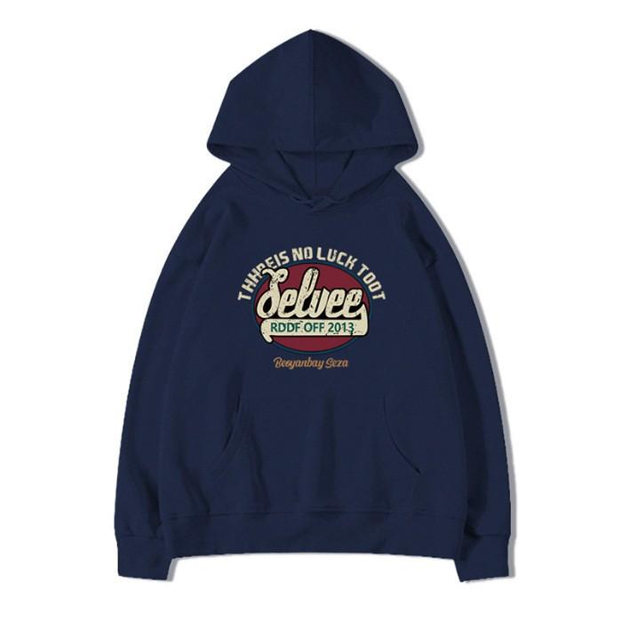 Season's new printed letter hooded sweater couple loose casual velvet