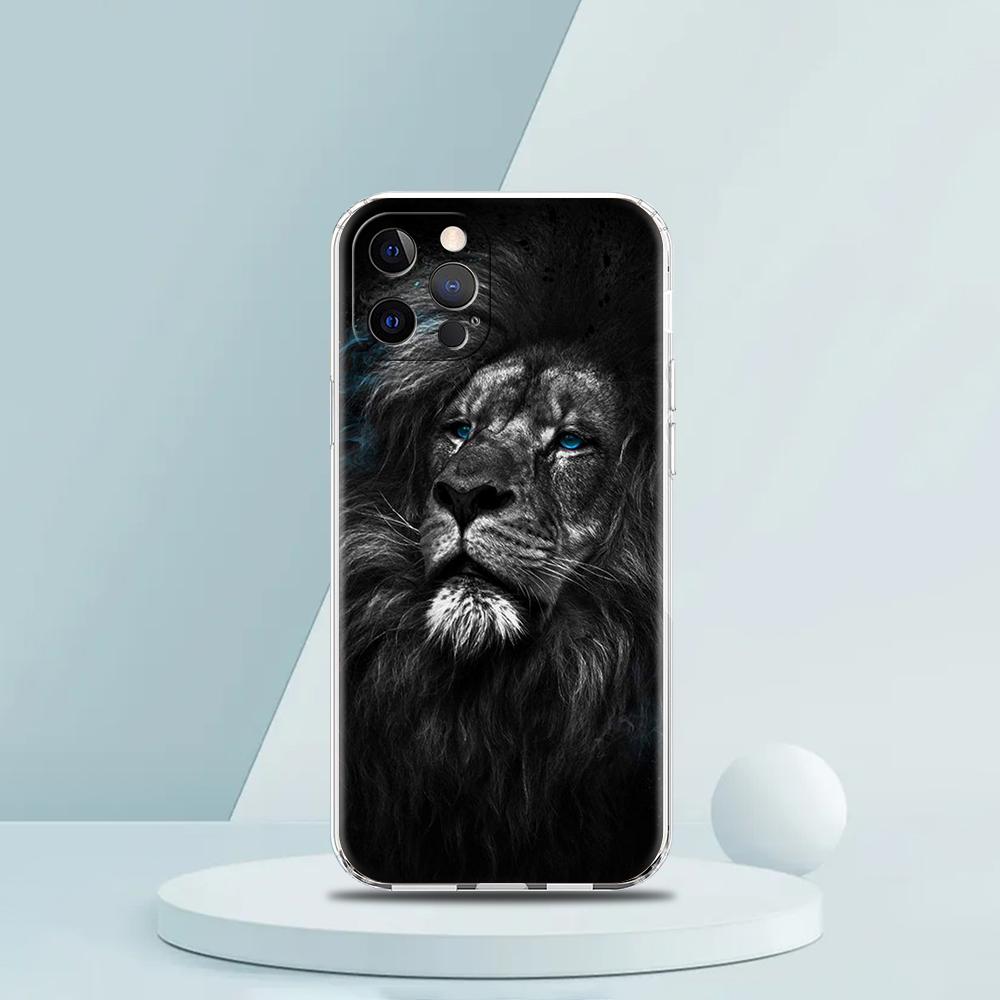 Animal Lion Wolf Tiger Case for iPhone 16 15 14 13 12 Pro Max Cover Transparent Soft for iPhone 11 Pro Max 7 8 Plus XS XR Bags