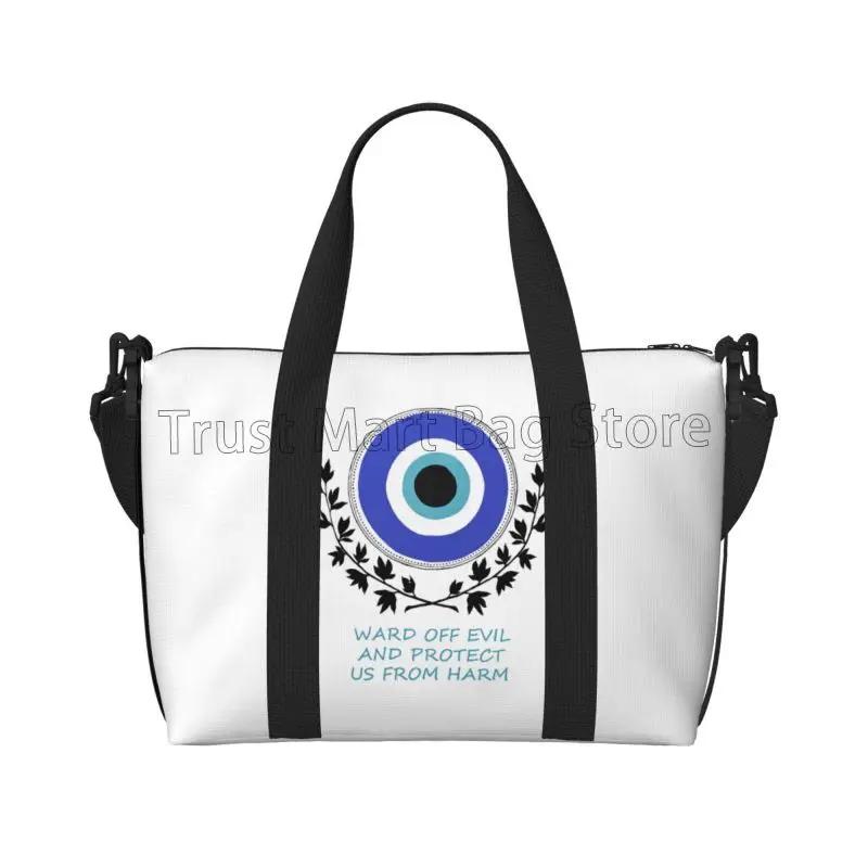 

Turkish Art Evil Eye Hamsa Hand Travel Duffle Bags Lightweight Waterproof Weekender Overnight Tote Bag Sports Gym Yoga Bag