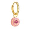 1PC Shimmering Pave Circle Colorful Round Zircon Pendant Drop Earrings For Women Girls Stainless Steel Crystal Earrings