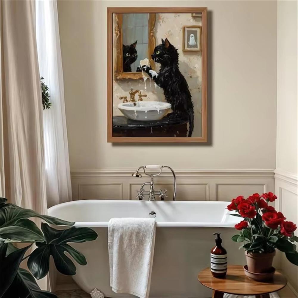 DIY 5D Diamond Painting Mosaic Cute Ghost and Black Cat Full Drill Embroidery Butterfly Art Kit Portrait Handicrafts Cross Stitch Decor Gift