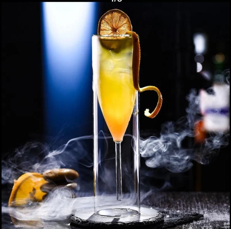 Double Wall Champagne Glasses - Elegant Crystal-Design Tulip & Flute Cups for Weddings, Cocktails & Toast, Shatter-Resistant