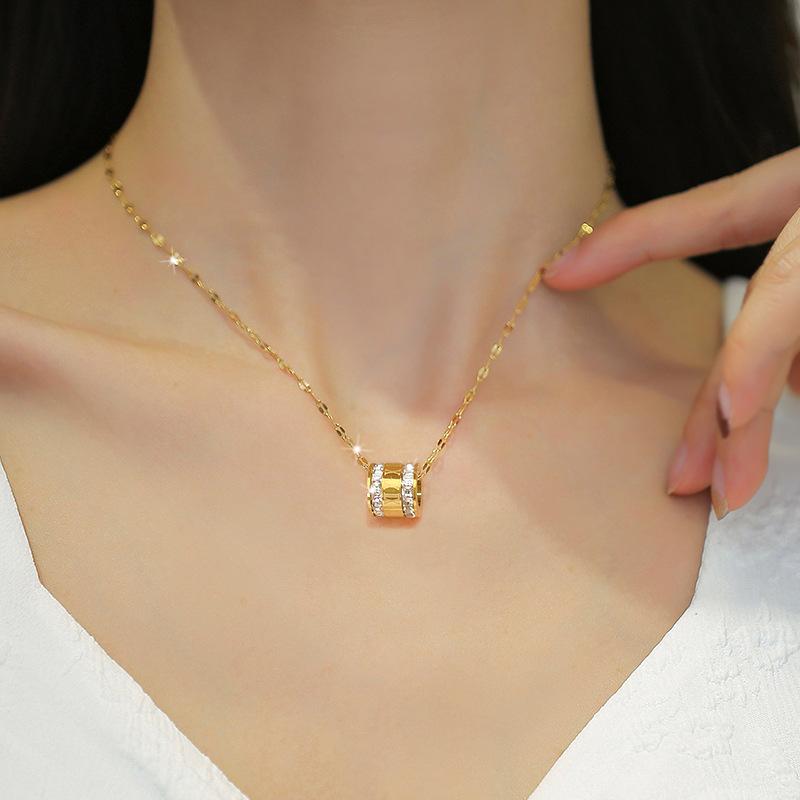 Zircon Small Waist Personality Minimalist Furnace Real Gold Necklace Female Collarbone Chain