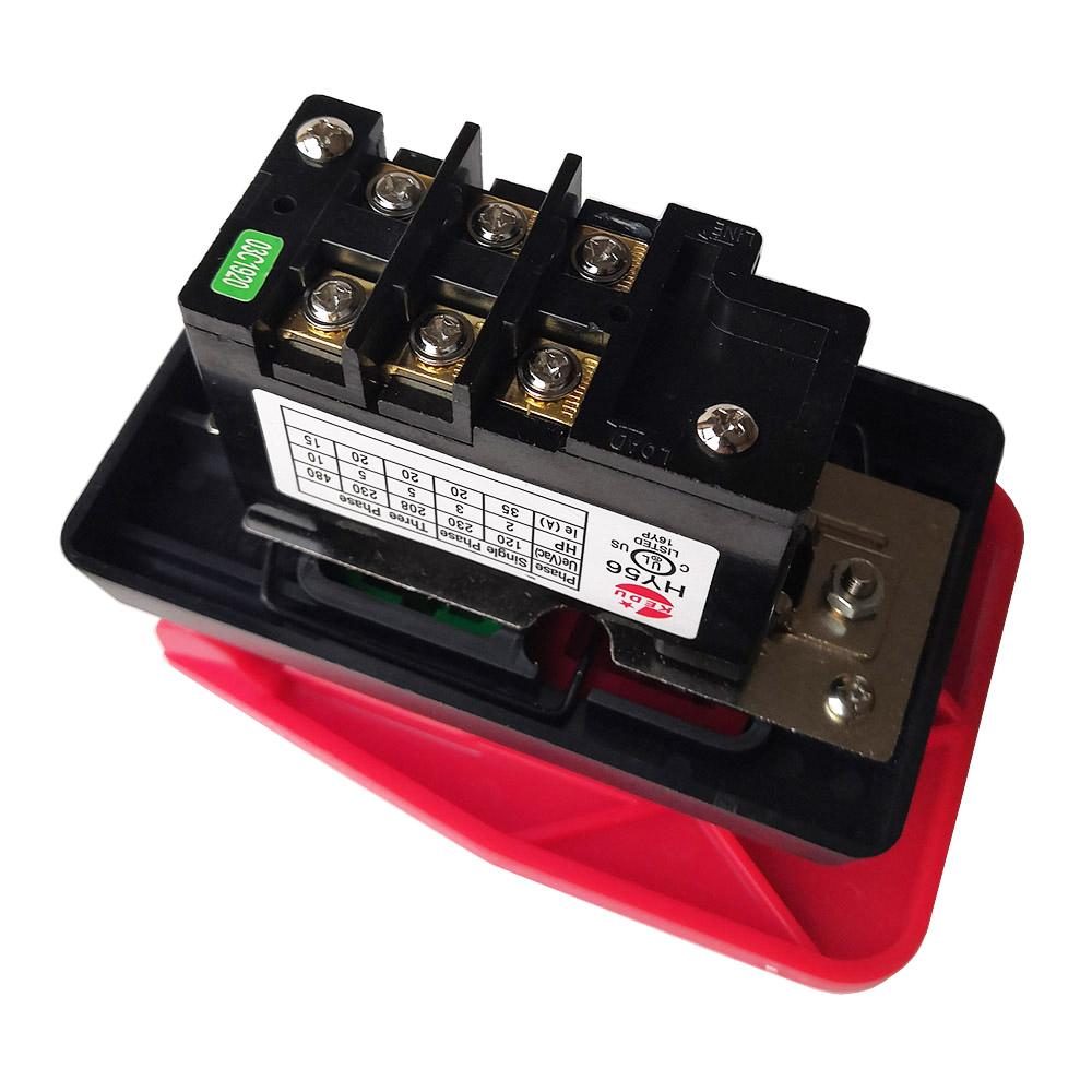 KEDU HY56 Industrial Pushbutton Switches with Emergency Stop Cover for Bench Saw Single Phase Three Phase, Red