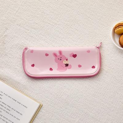 Modern House Children's Zipper Cutlery Case, Pink (Dessert Rabbit), 1 Piece, Korean Popular Tableware