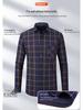 Męska koszula zimowa w retro kratę z podszewką z polaru - Gruba, ciepła, z długim rękawem, casualowa góra dla mężczyzn w średnim i starszym wieku