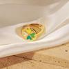 Korean Style Geometric Heart Clover Enamel Ring for Women - Trendy Temperament Design