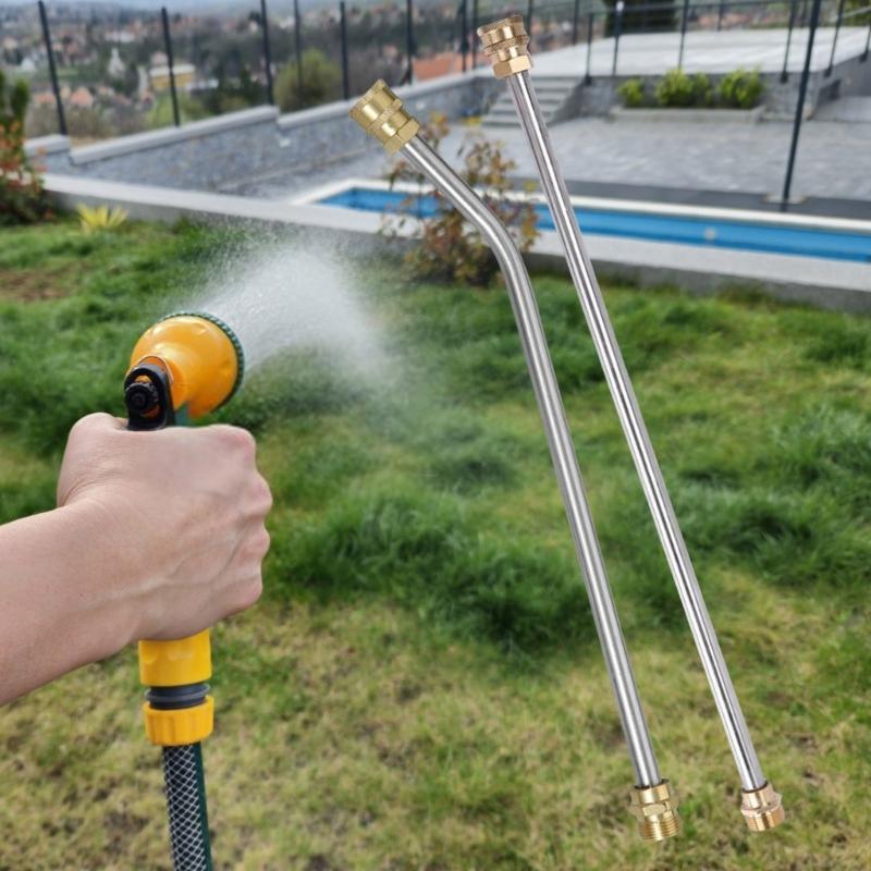 2Pcs Pressure Washer Extension Wand Extension Lances Curved Extension Rod 1/4inch Quick Connection Washer Elbow Rod Water