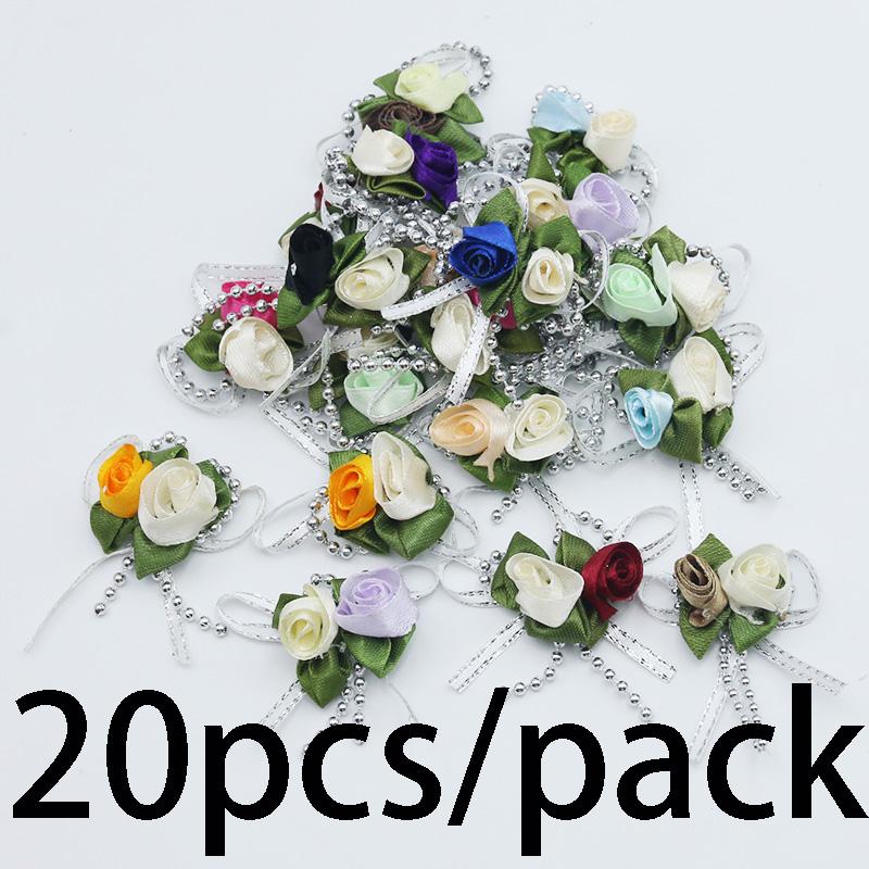 

(20Pcs/Pack) 5.5x5cm Simulated Flower Ribbon Rose Tulip Bow Wedding Candy Box Clothing Accessories Decoration F 5.5x5cm