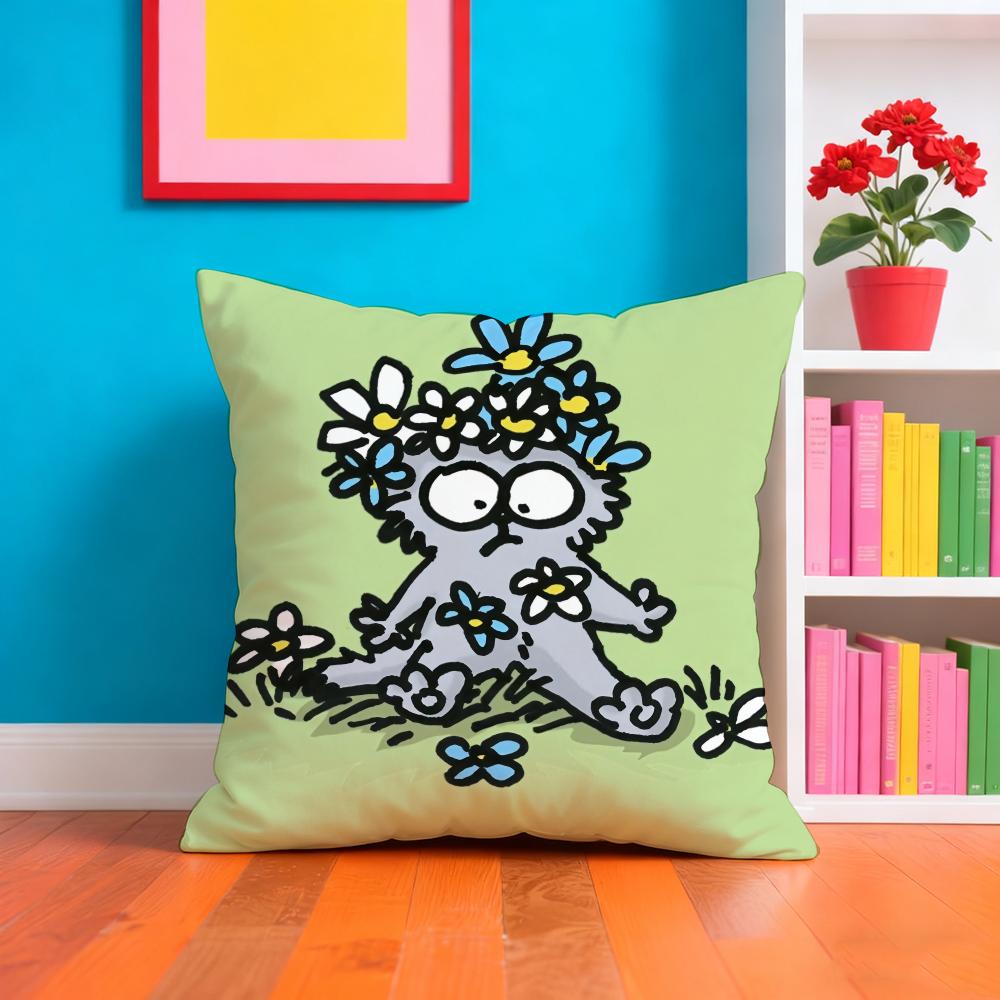Heiß-Cartoon S-Simons-Katze Kissenbezug Plüschstoff Weich Zweiseitig Bedruckt Sofa Warm Winter Heimgeschenk Kissenhülle