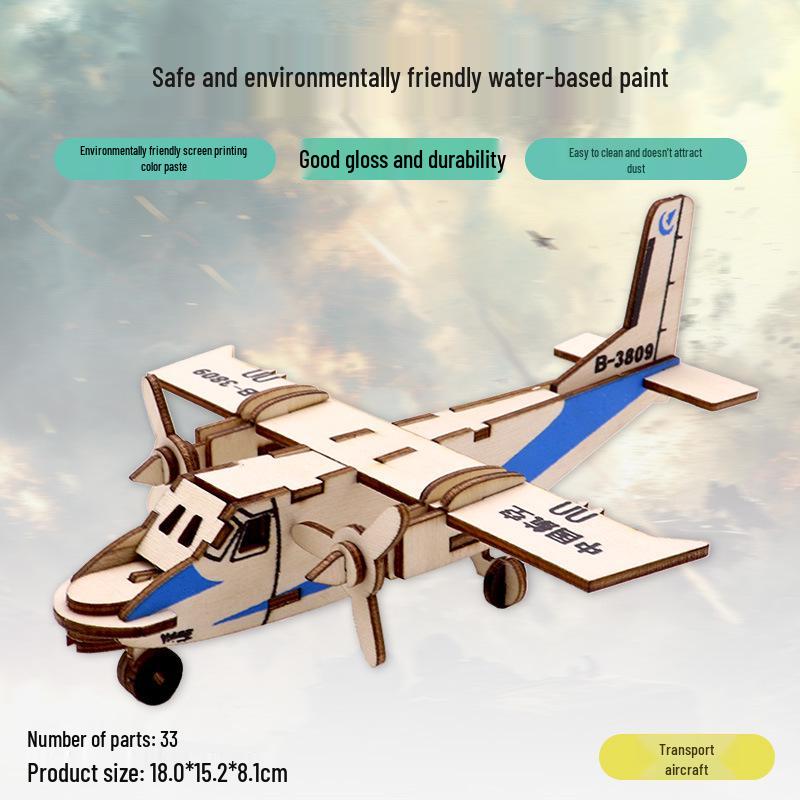Wooden 3D Airplane Puzzle Educational DIY Toy for Children