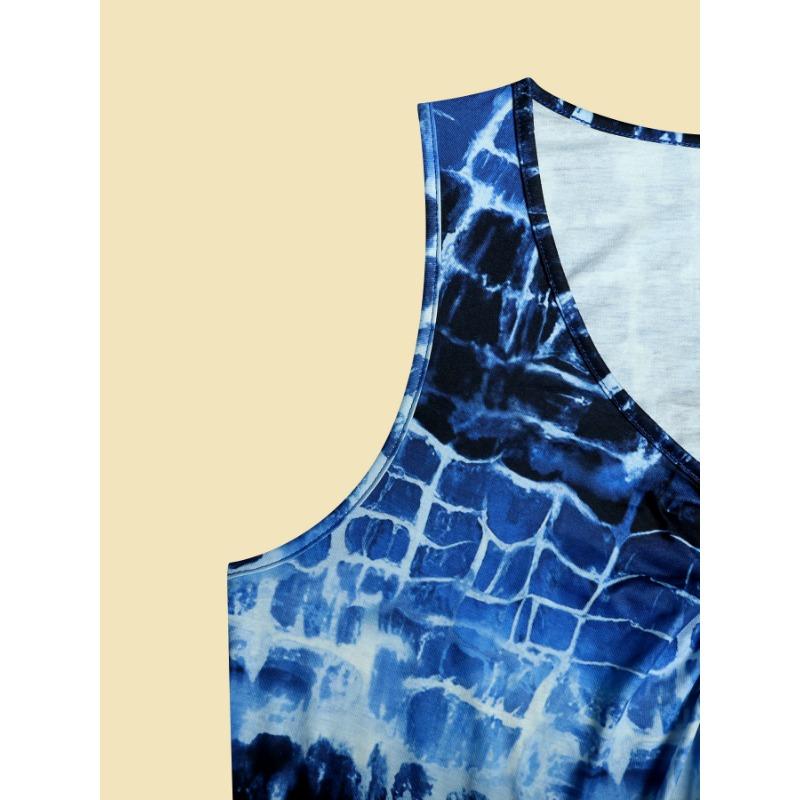 Women's Fashion Print Crew Neck Sleeveless Dress