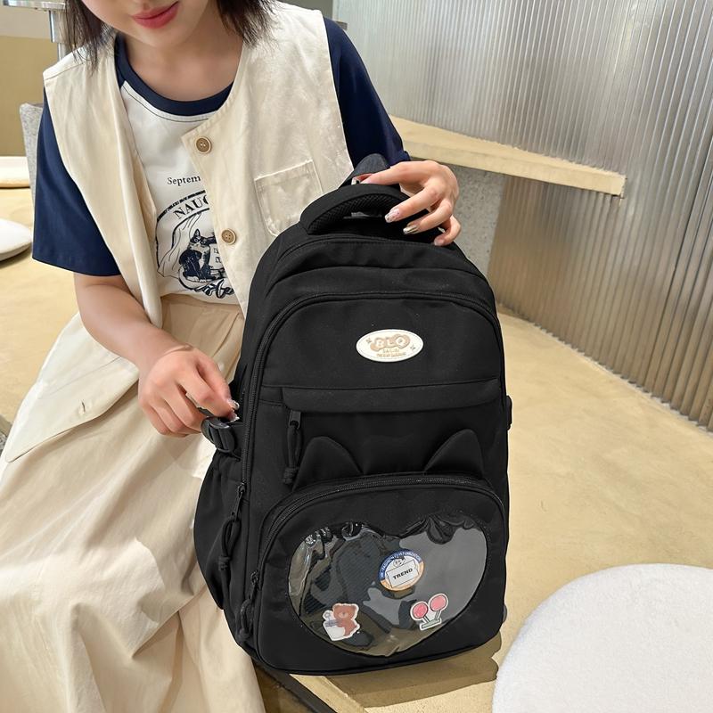 Solid Color Middle School Student Schoolbag Girls Cute Large Capacity Backpack Women Travel Backpack