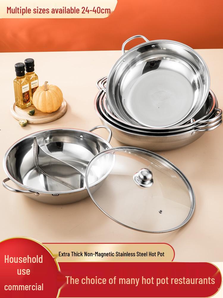 Yuan Yang 304 Stainless Steel Thickened Hot Pot Cookware for Induction Cookers - Household & Commercial Use